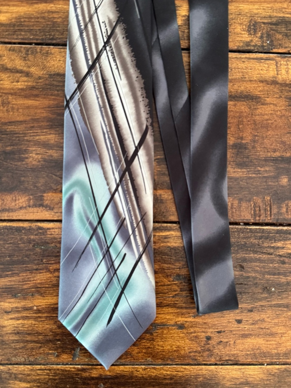 J. Garcia Gray and Teal Diagonal Stripe Tie